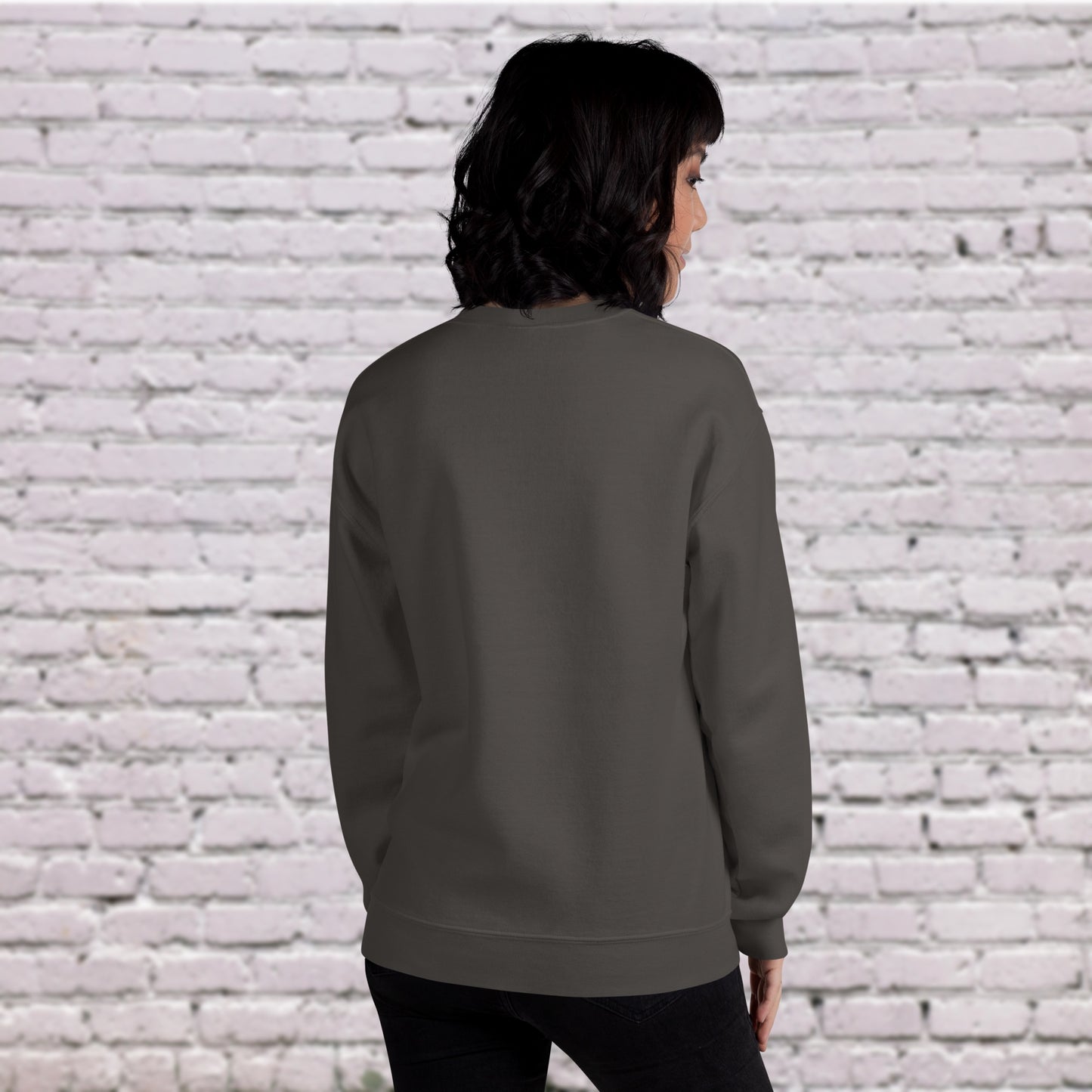 Female Model wearing CORE Charcoal Crewneck for dance studio practice - back