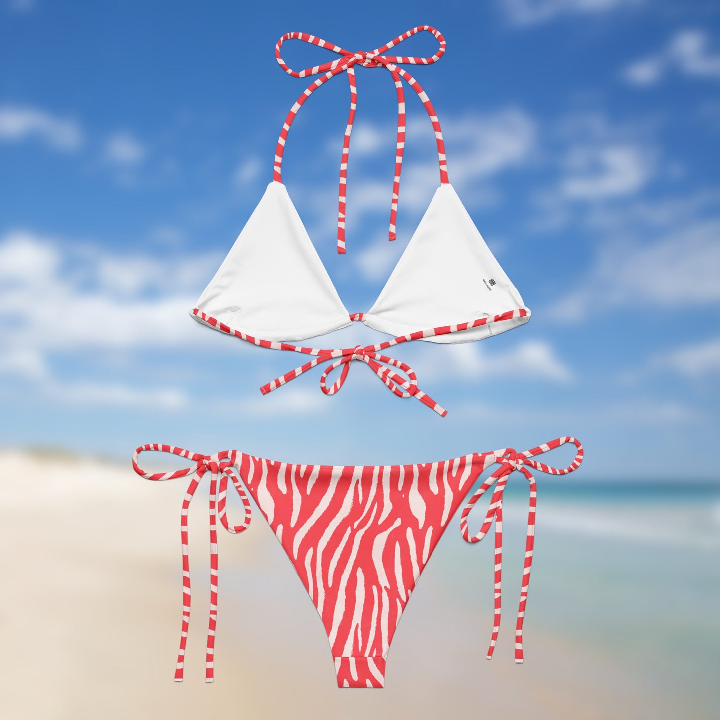 Bikini triangle zébré rose fluo | Bikini ficelle ajustable