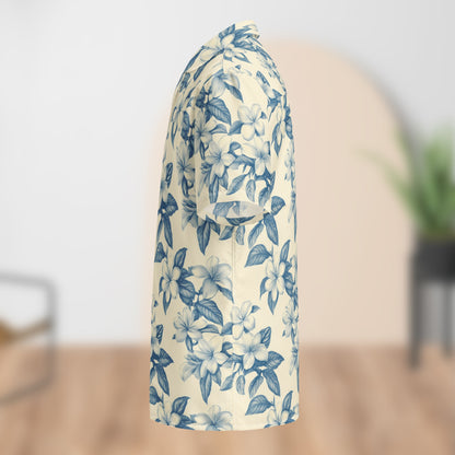 Chemise Boutonnée Festival Florale Crème et Bleue | Unisexe