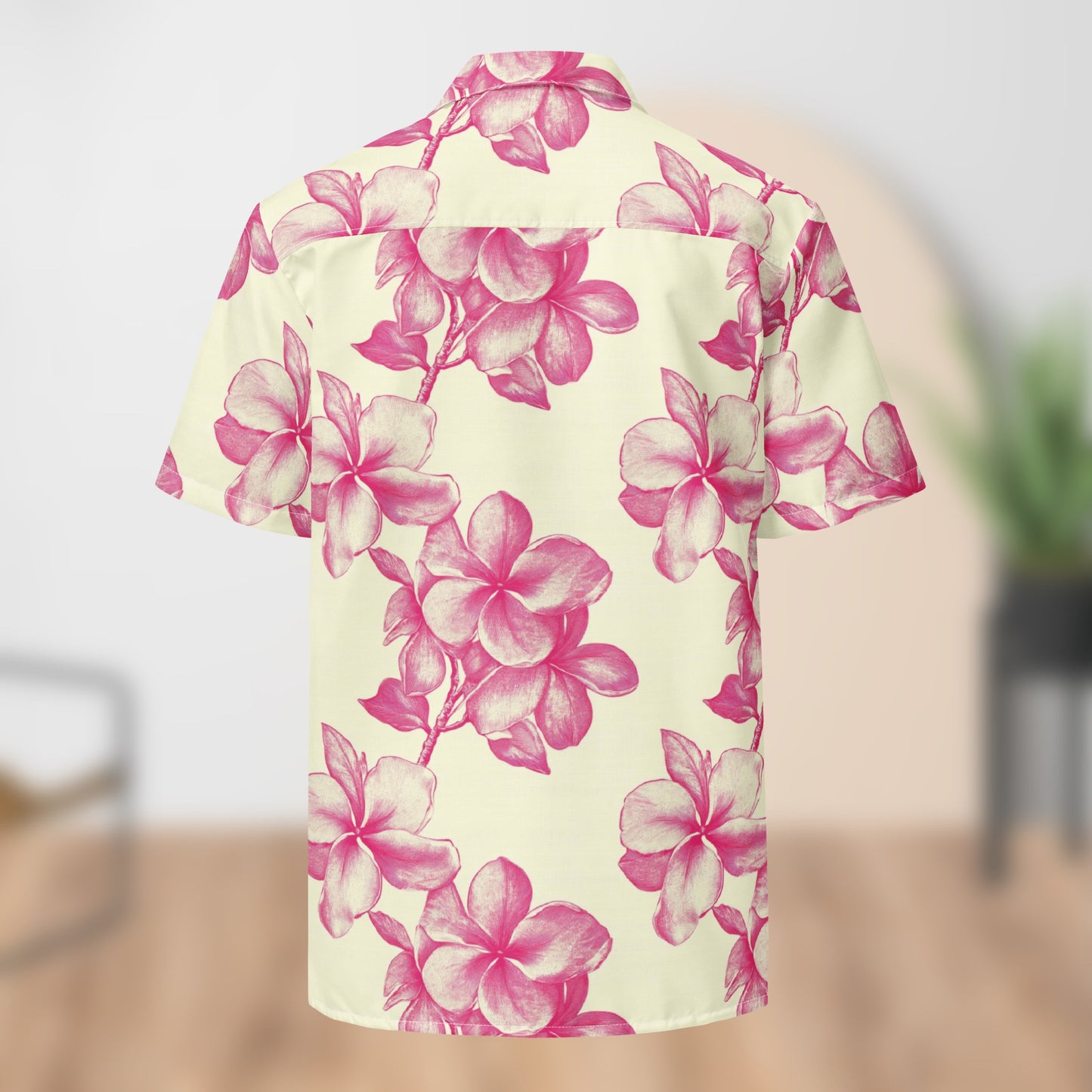 Chemise de festival florale monochrome crème et rose | Boutonnée unisexe