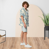 Chemise Boutonnée Festival Florale Crème et Bleue | Unisexe
