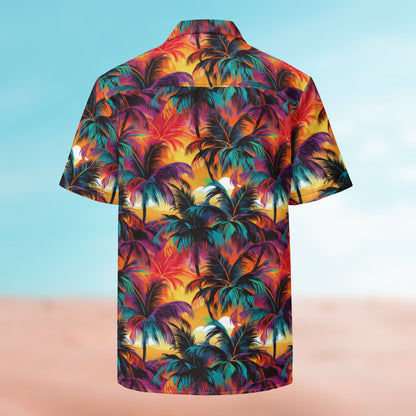 Palm Button Shirt flat lay – Palm 01 colorway, full-print back