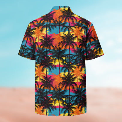 Palm Button Shirt flat lay – Palm 03 colorway, full-print back