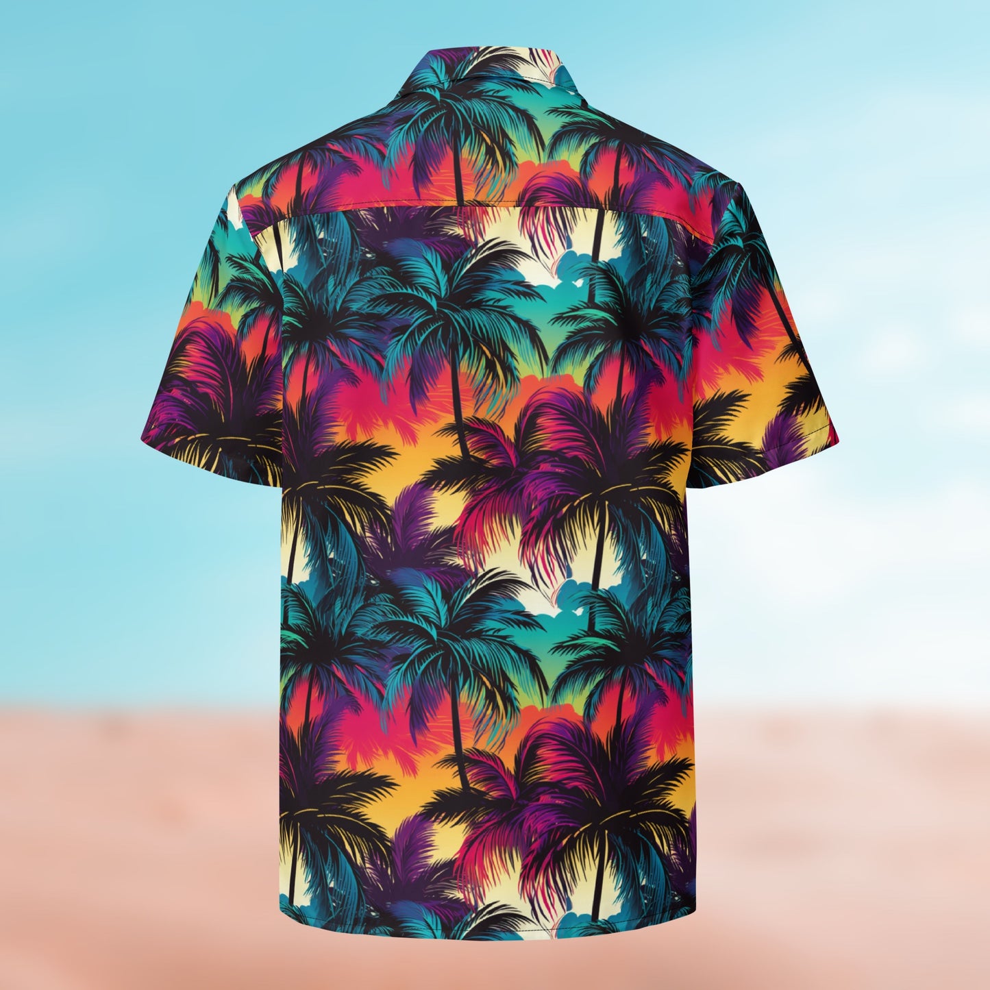 Palm Button Shirt flat lay – Palm 05 colorway, full-print back