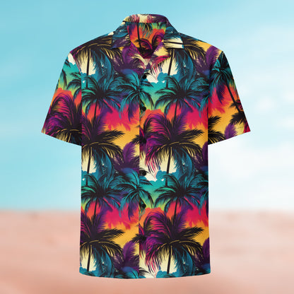 Palm Button Shirt flat lay – Palm 05 colorway, full-print front