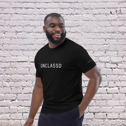 Model wearing UNCLASSD CORE Black Tee for dance or rollerskate training
Front