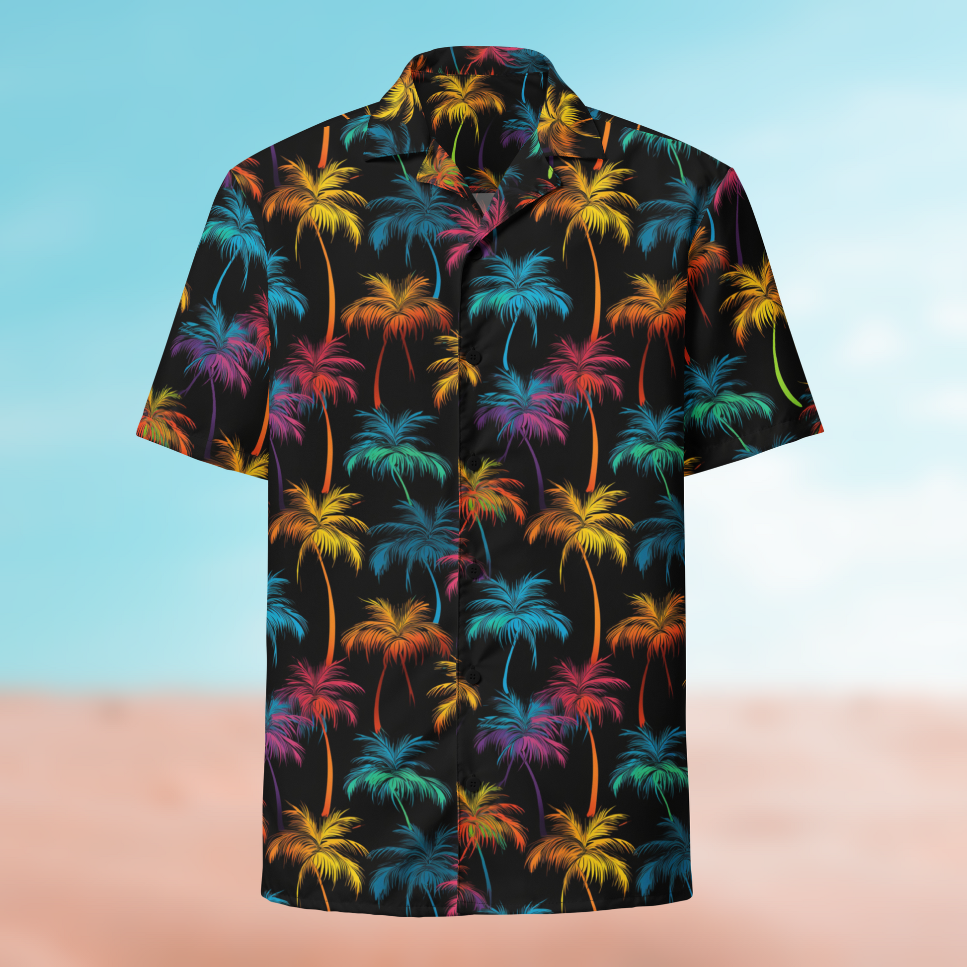 Palm Button Shirt flat lay – Palm 09 colorway, full-print front