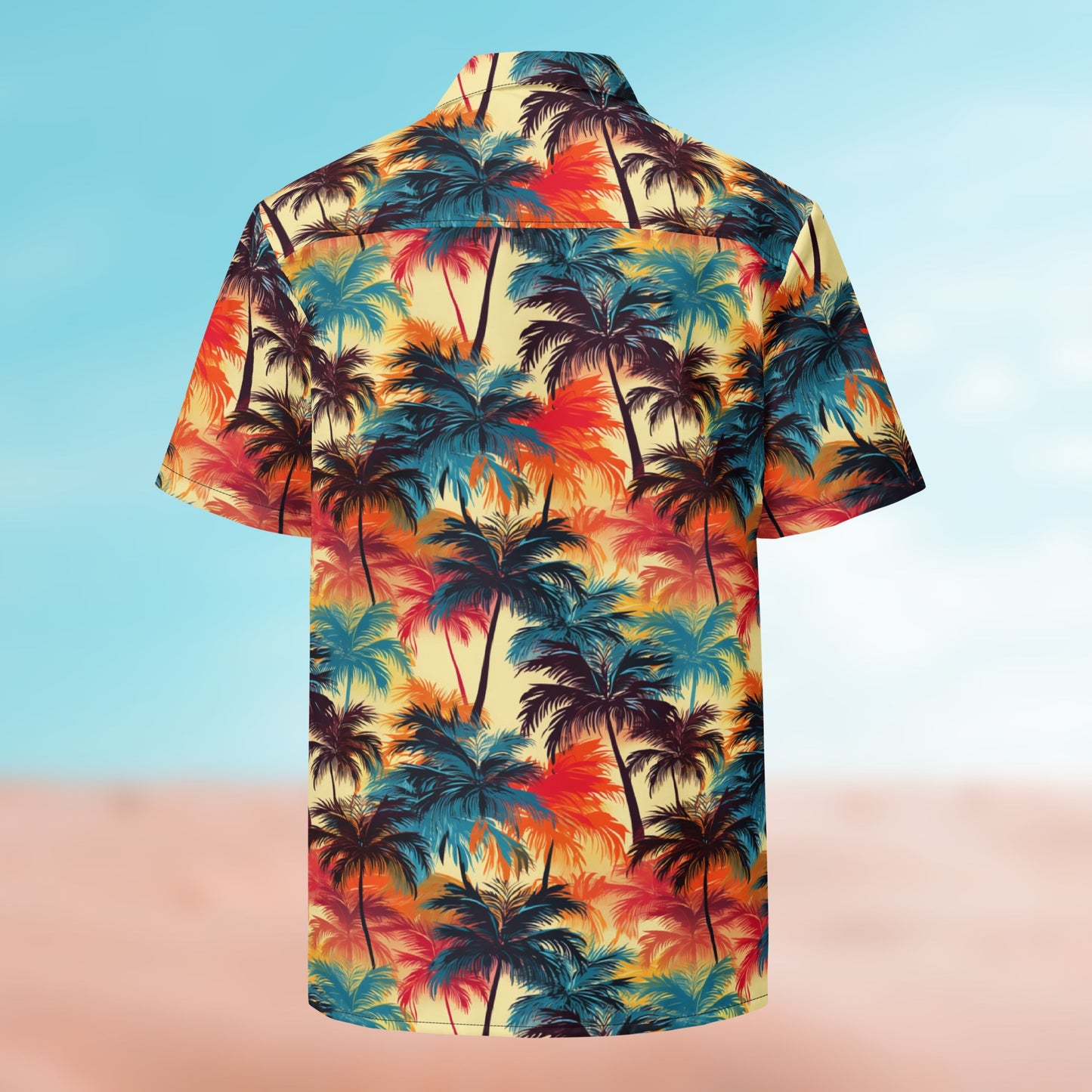 Palm Button Shirt flat lay – Palm 10 colorway, full-print back