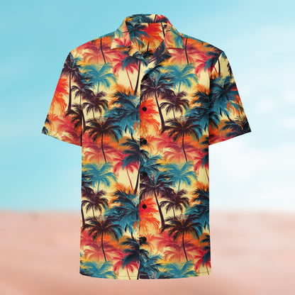 Palm Button Shirt flat lay – Palm 10 colorway, full-print front