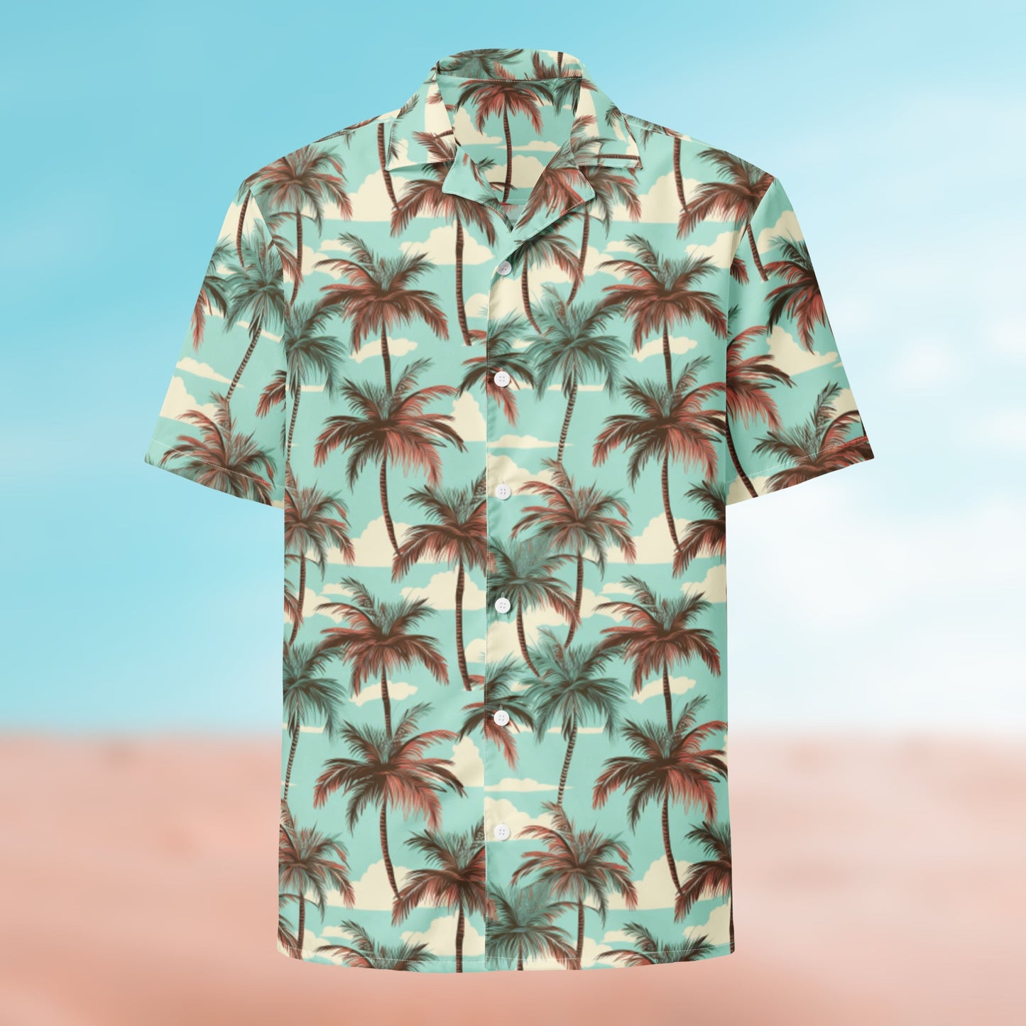 Palm Button Shirt flat lay – Palm 12 colorway, full-print front
