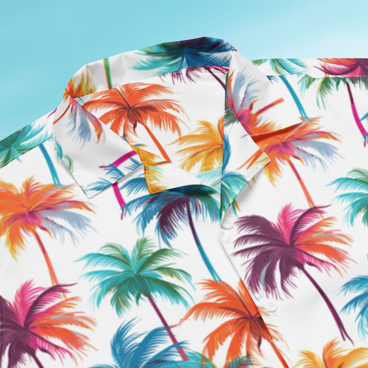 Palm Button Shirt print detail – Palm 11 colorway, seam-to-seam sublimation close-up