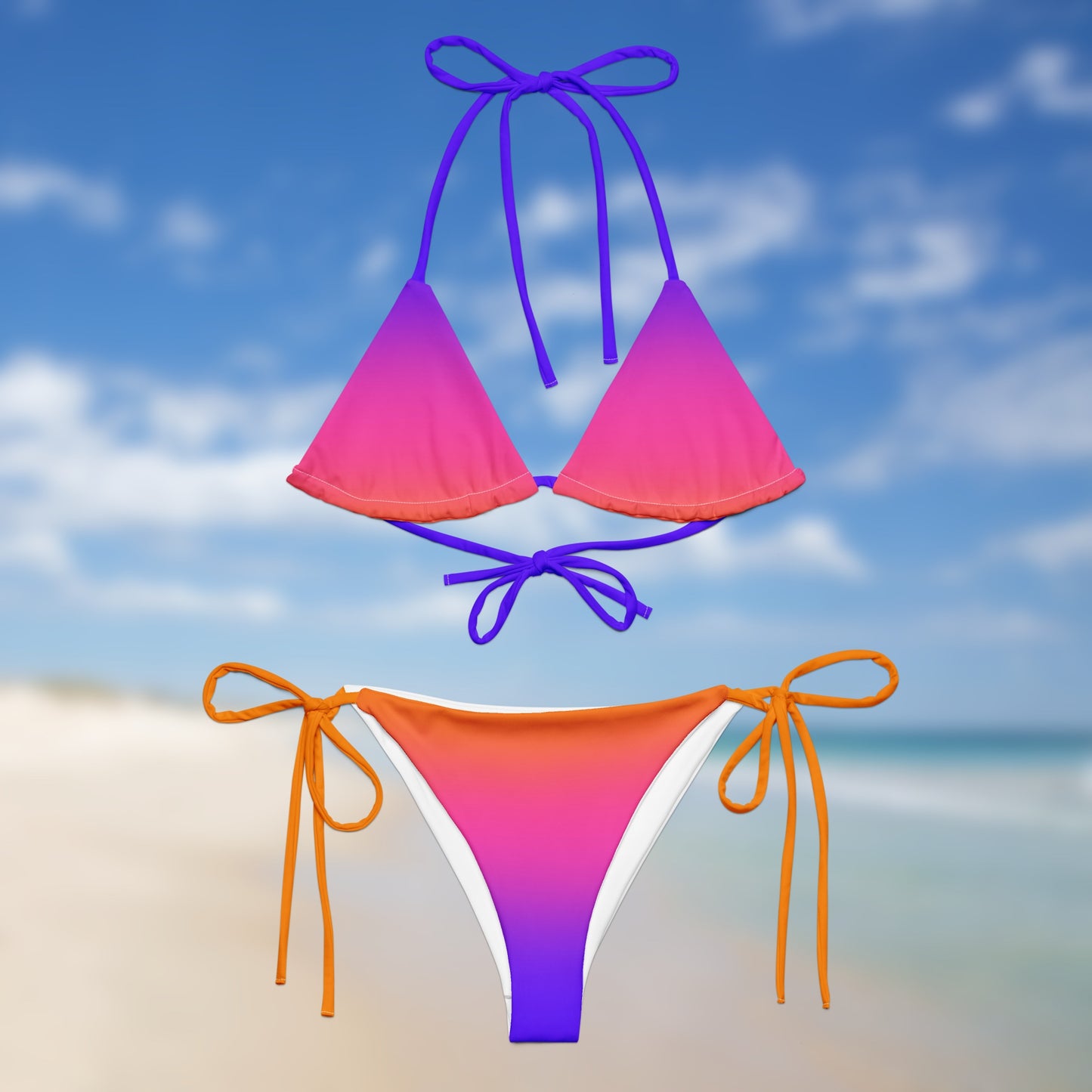 Aurora Blaze | Bikini Triangle à Dégradé Fondu | Bikini à Cordes Réglable