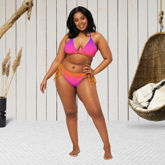 Aurora Blaze | Bikini Triangle à Dégradé Fondu | Bikini à Cordes Réglable