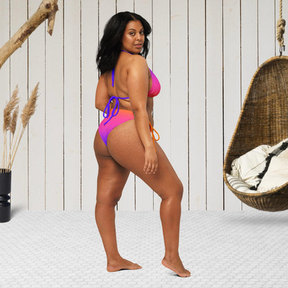 Aurora Blaze | Bikini Triangle à Dégradé Fondu | Bikini à Cordes Réglable