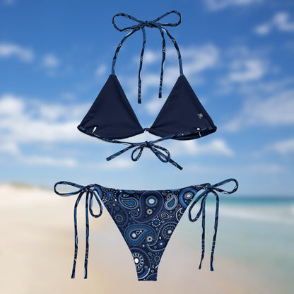 Bandana bleue | Bikini triangle imprimé cachemire
