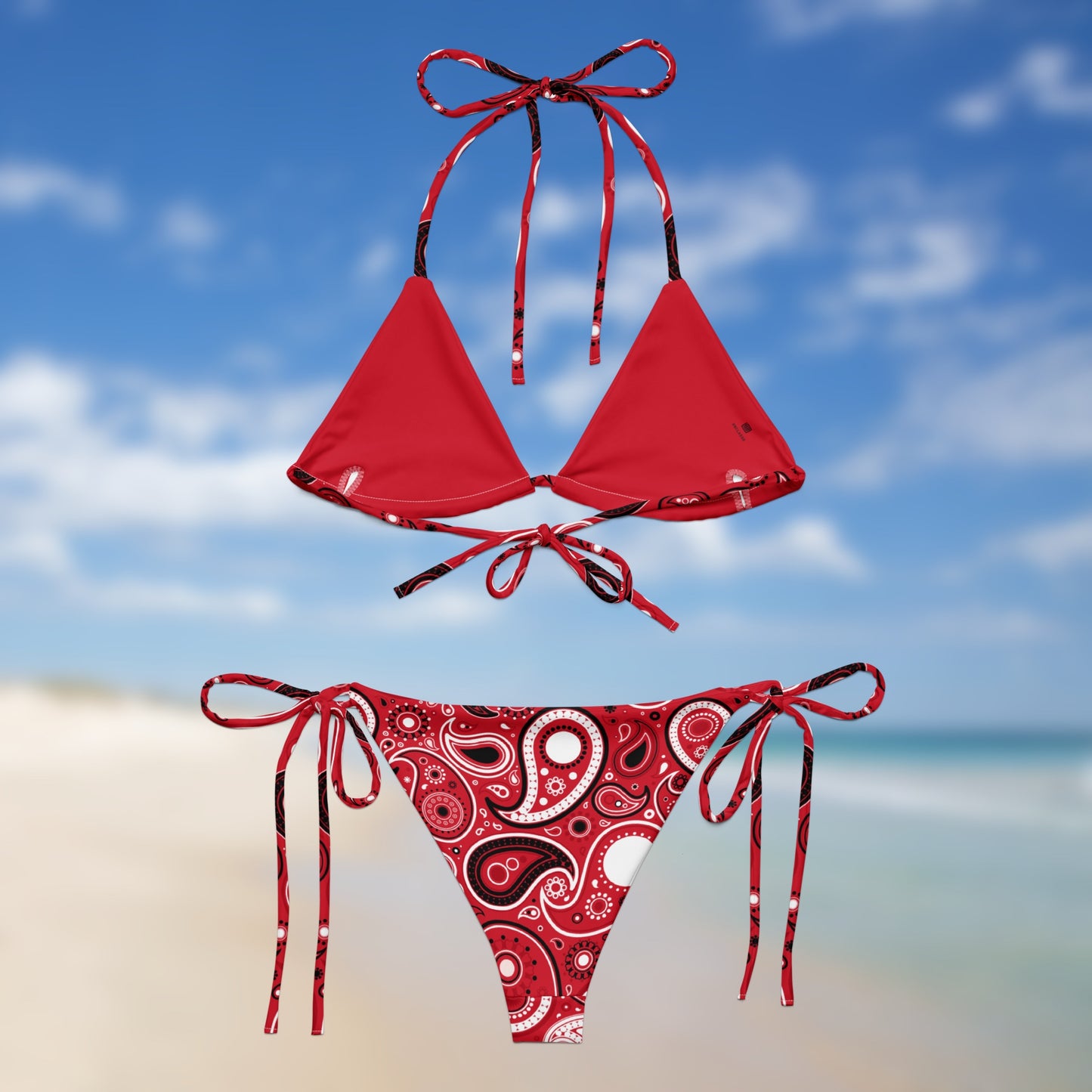 Bandana rouge | Bikini triangle motif cachemire