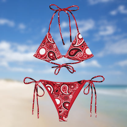 Bandana rouge | Bikini triangle motif cachemire