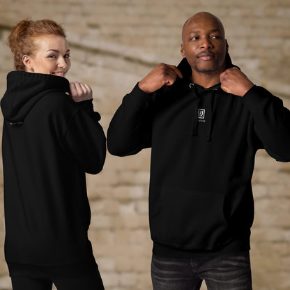 UNCLASSD CORE black hoodie front and  back view on dancers