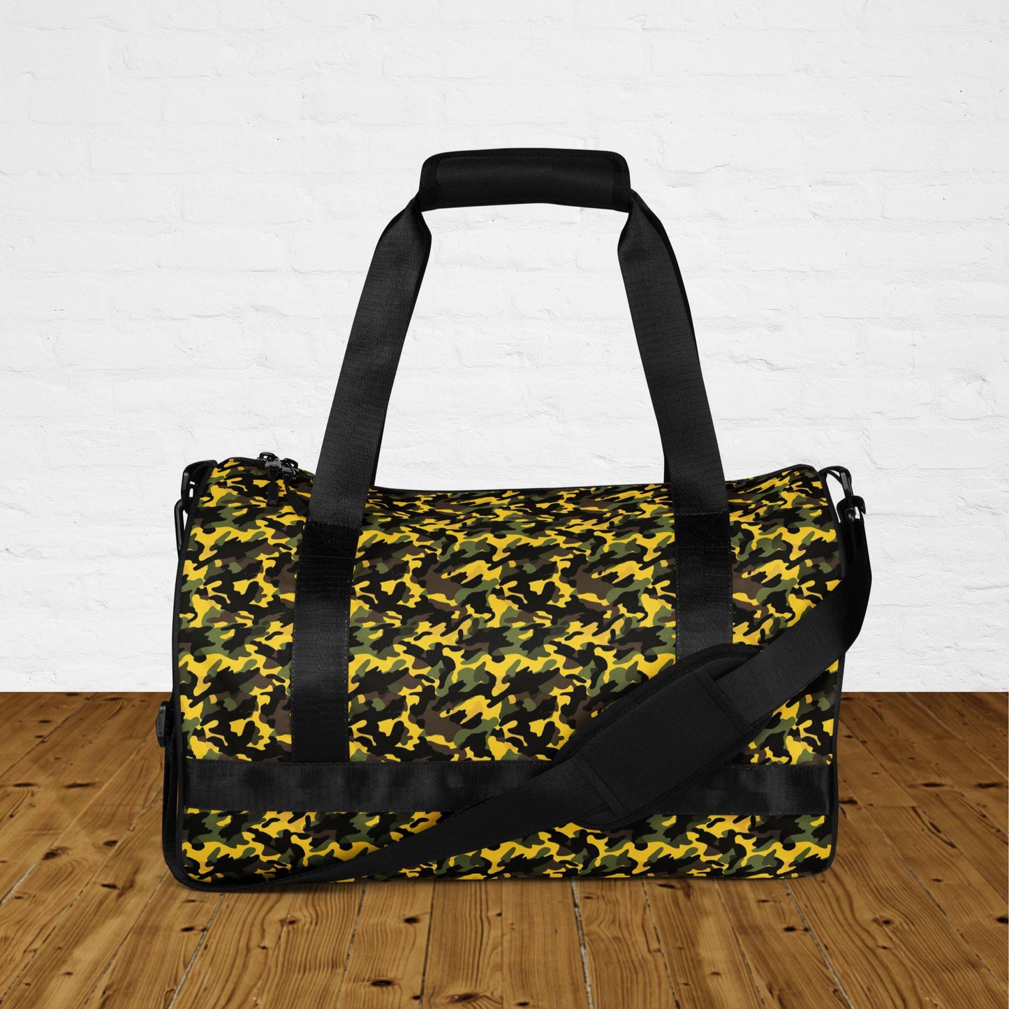Sac de sport et de danse rond jaune camouflage