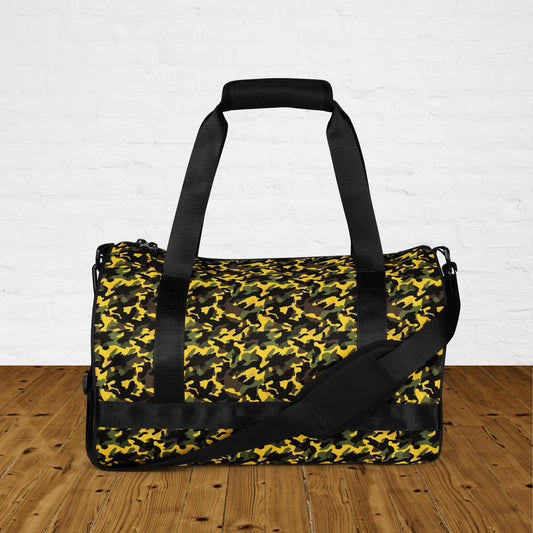 Sac de sport et de danse rond jaune camouflage
