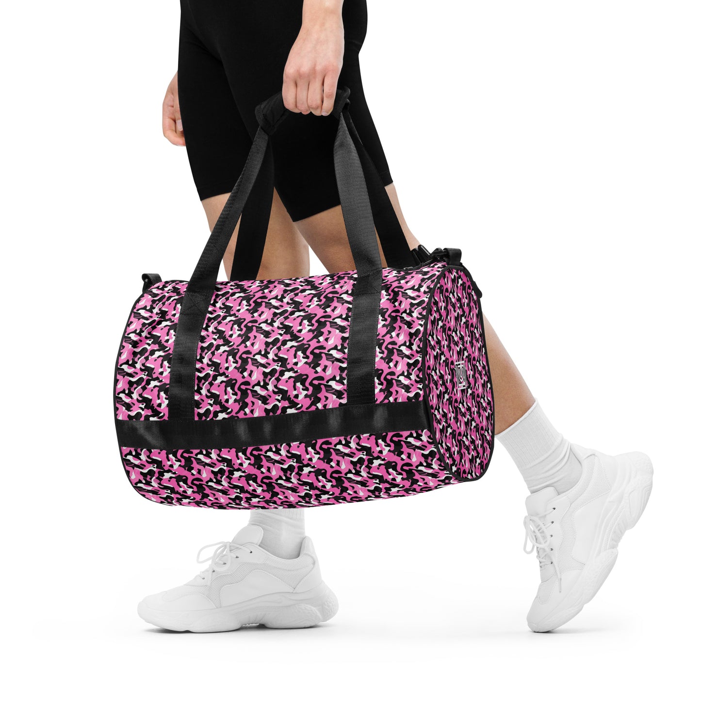 Sac de sport et de danse rond camouflage rose