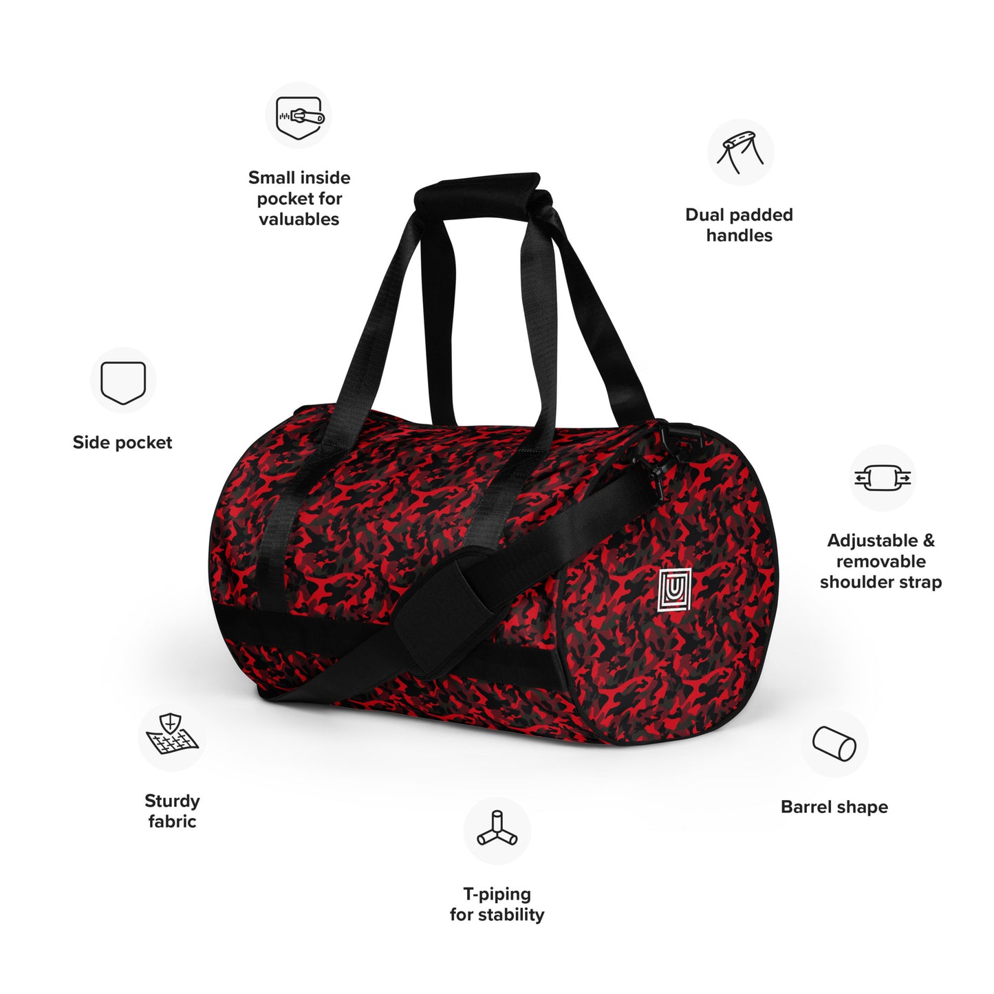 Sac de sport et de danse rond camouflage rouge