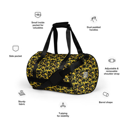 Sac de sport et de danse rond jaune camouflage