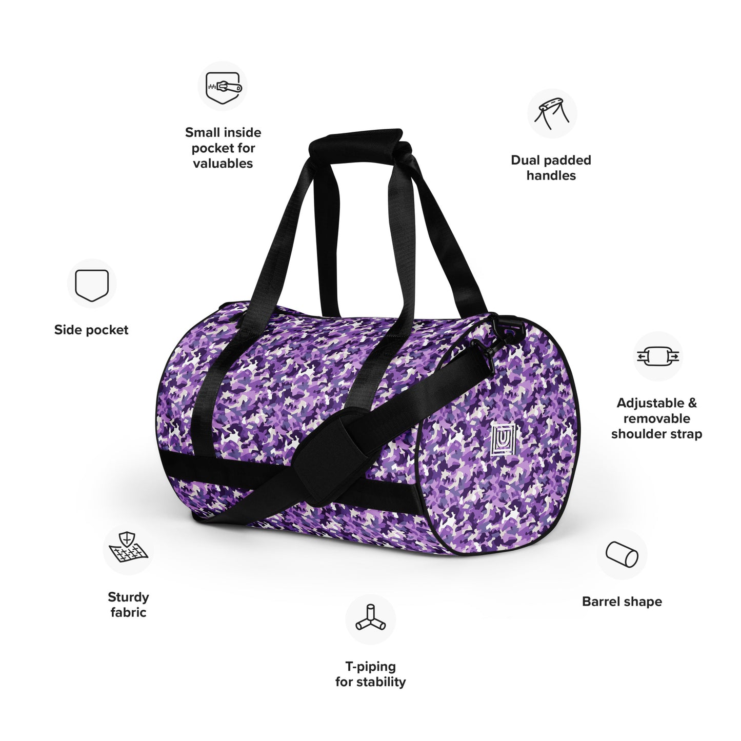 Sac de sport et de danse rond camouflage violet