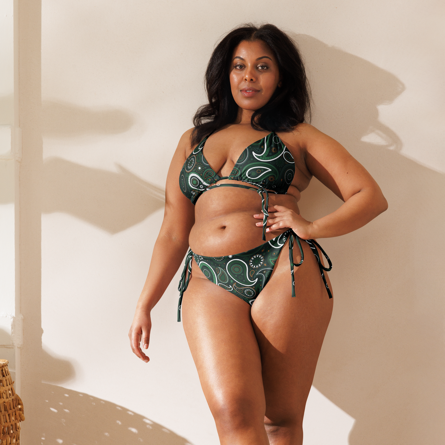 Bandana verte | Bikini triangle paisley