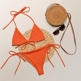 CHROMA Pop Orange Triangle Bikini | Bikini à cordes réglables