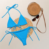 Haut et bas de maillot de bain triangle CHROMA bleu pop | Maillot de bain bikini à lacets réglable