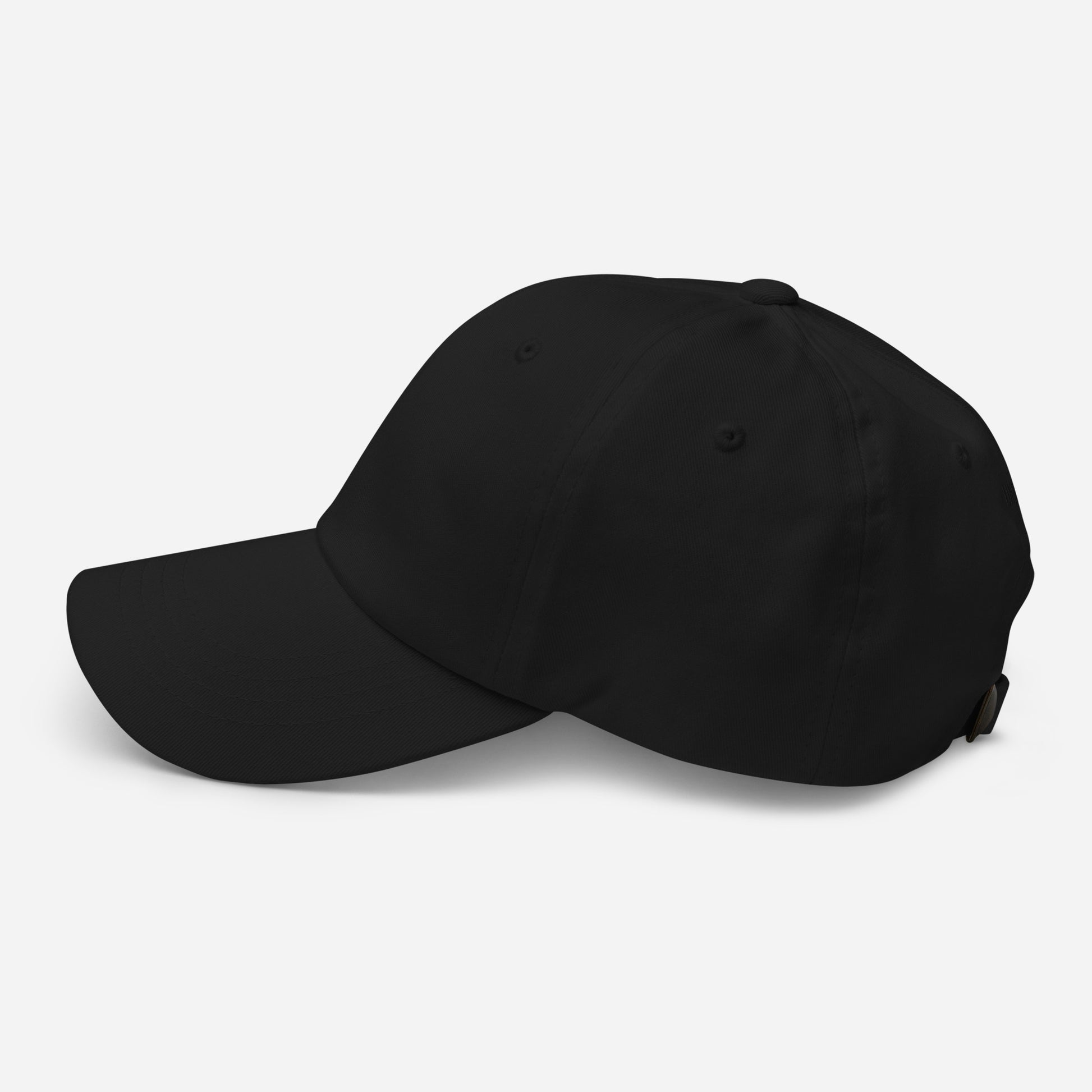 Black dad hat side view minimal silhouette