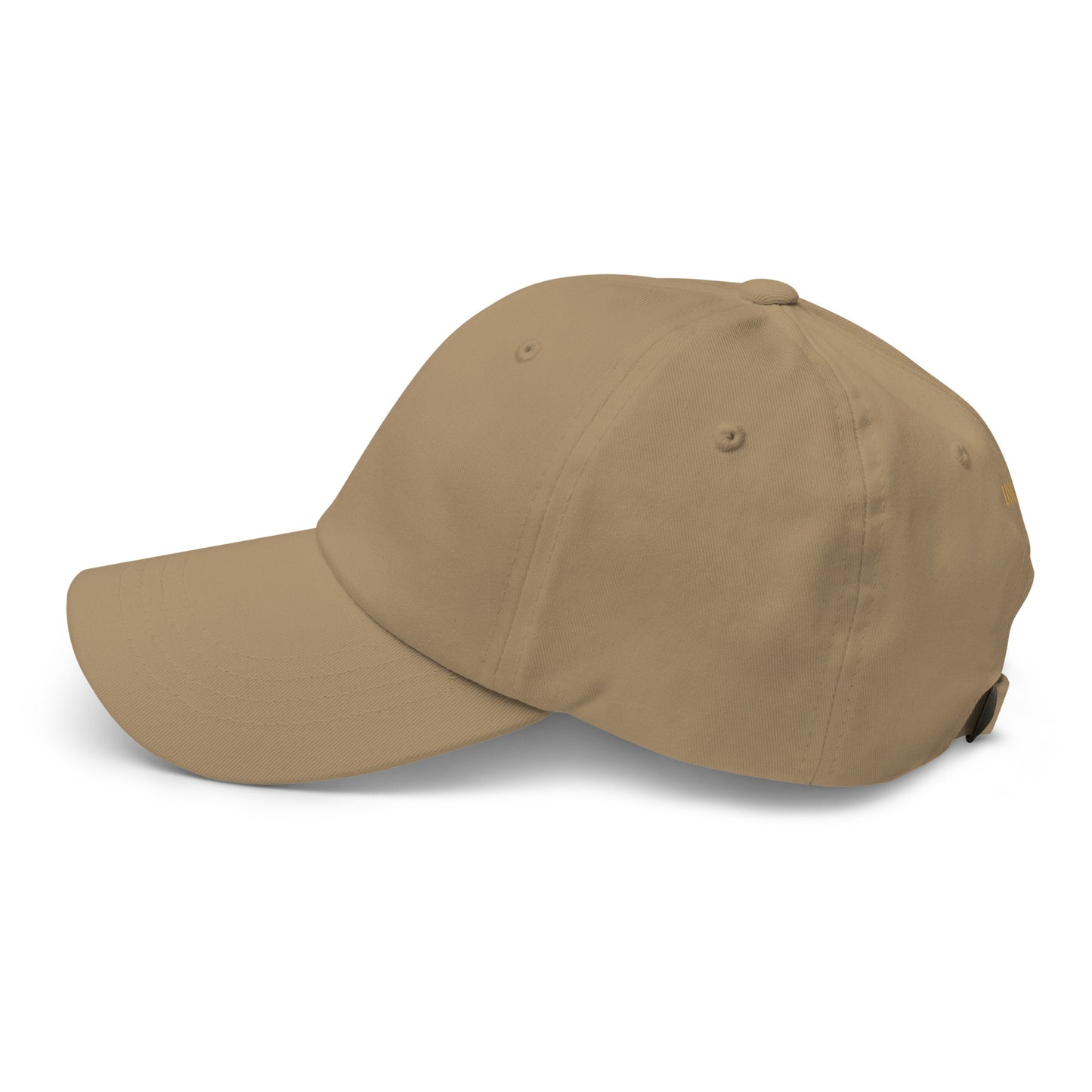 Left Khaki dad hat side view clean silhouette