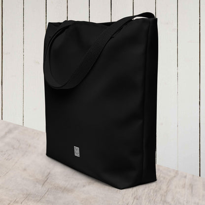 Black tote bag with black handles front view dance studio accessories bag