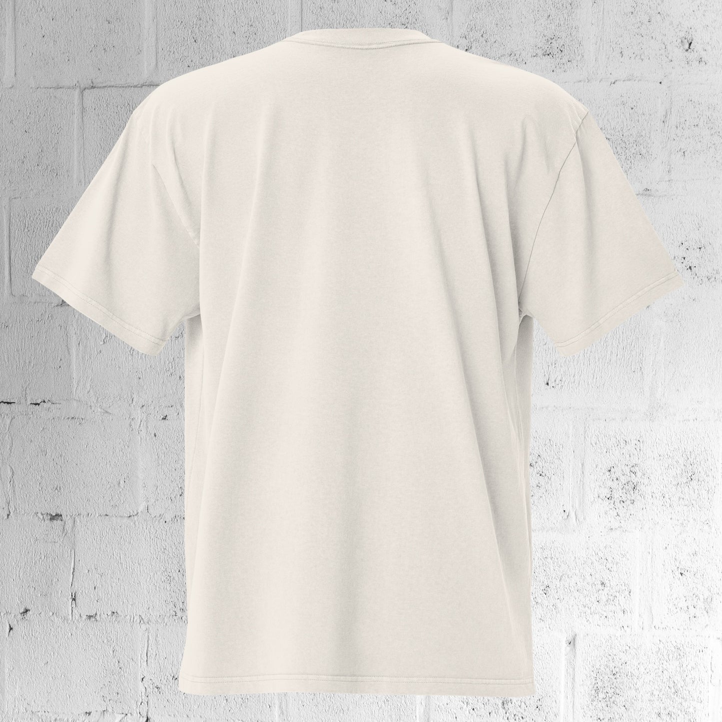 Back view of the UNCLASSD CORE Oversized Tee, bone color,  showing dropped shoulders and oversized fit.