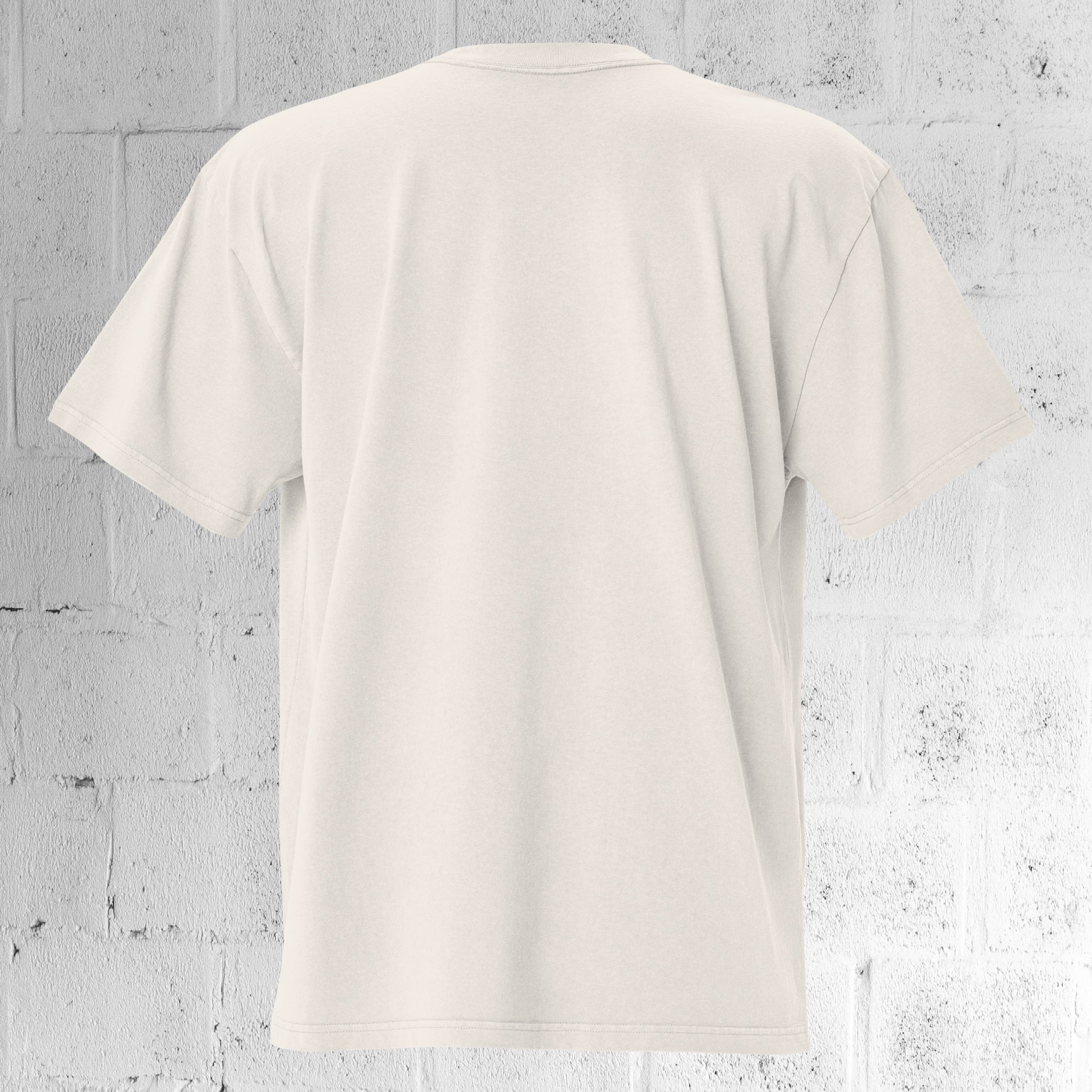 Back view of the UNCLASSD CORE Oversized Tee, bone color,  showing dropped shoulders and oversized fit.
