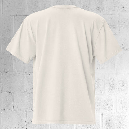 Back view of the UNCLASSD CORE Oversized Tee, bone color,  showing dropped shoulders and oversized fit.