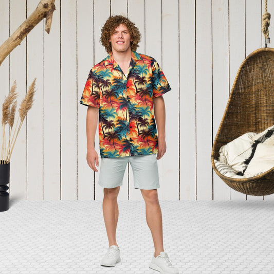 UNCLASSD Palm Button Shirt – Palm 10 colorway, worn closed, front view
