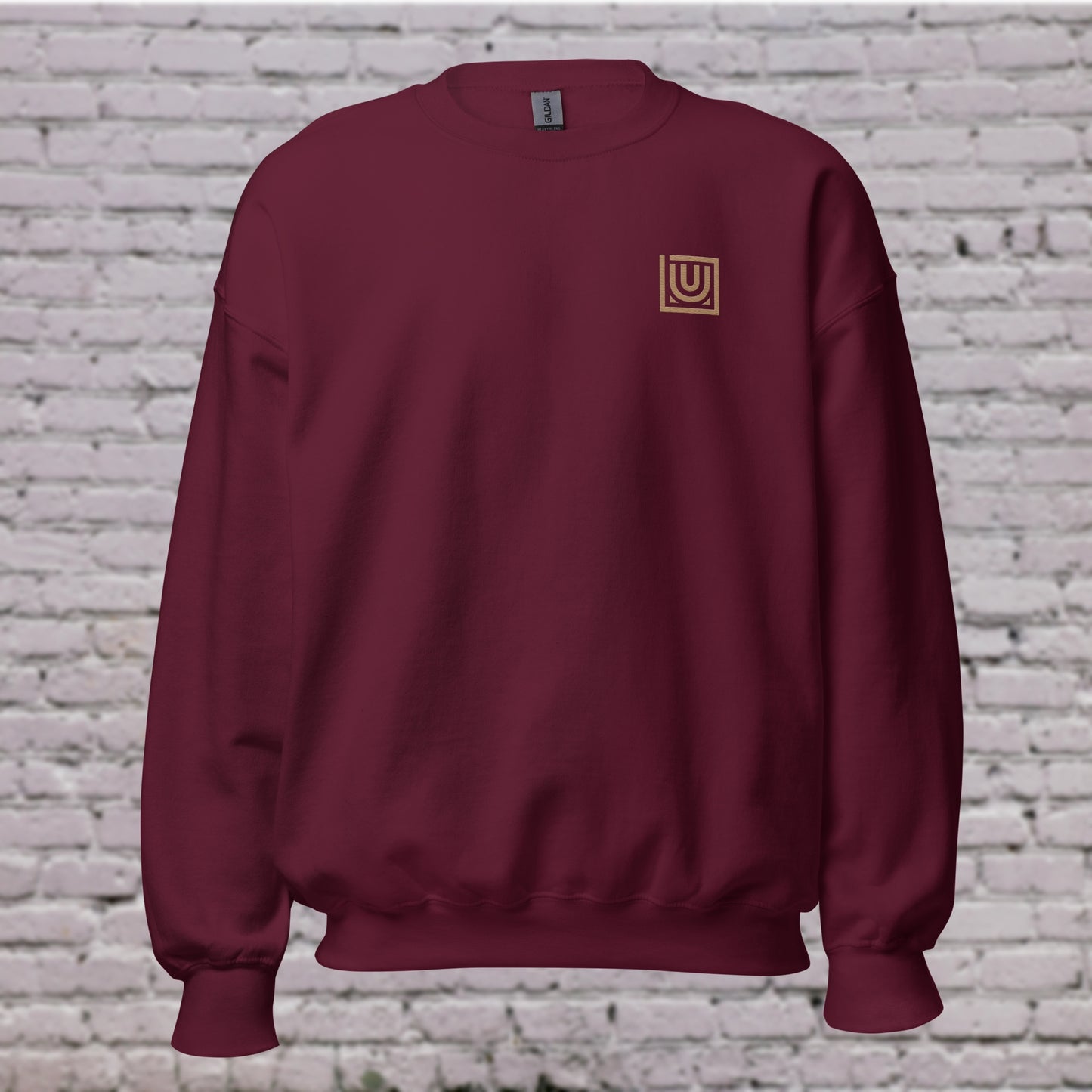 Front view UNCLASSD CORE Maroon Crewneck with embroidery Dancewear 