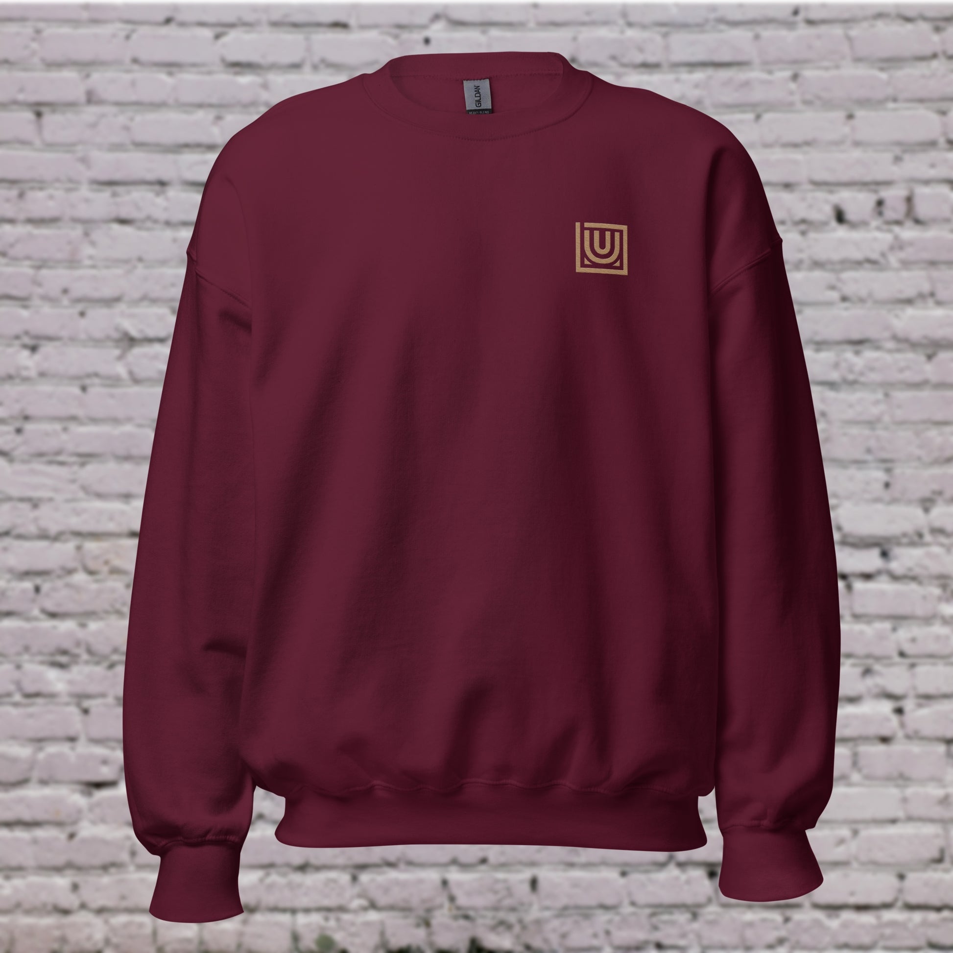 Front view UNCLASSD CORE Maroon Crewneck with embroidery Dancewear 