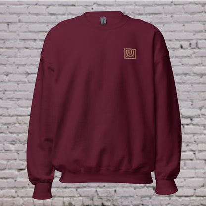 Front view UNCLASSD CORE Maroon Crewneck with embroidery Dancewear 